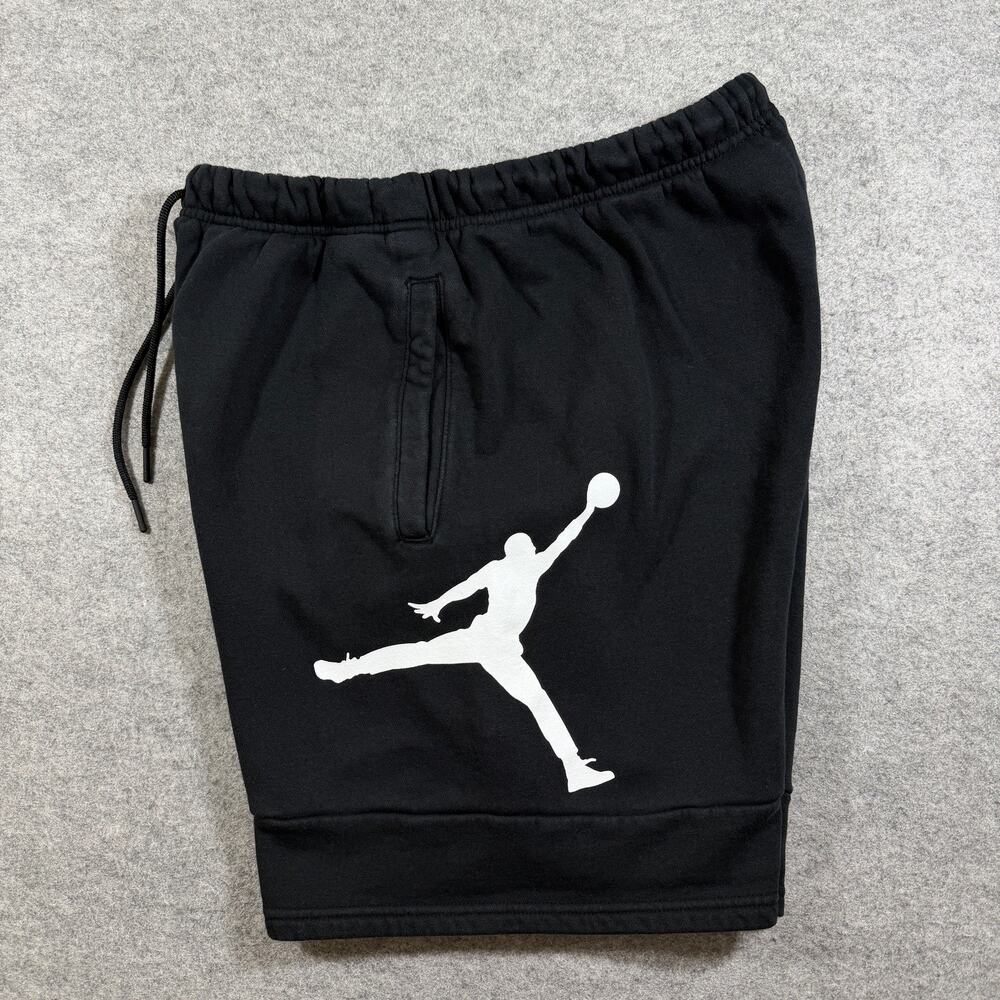 Jordan Fleece Shorts Mens M Black Jumpman Logo Cotton Drawstring Athletic Gym